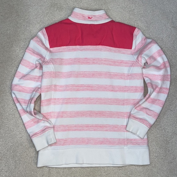 Vineyard Vines pink and white striped quarter-zip pullover - Picture 3 of 3
